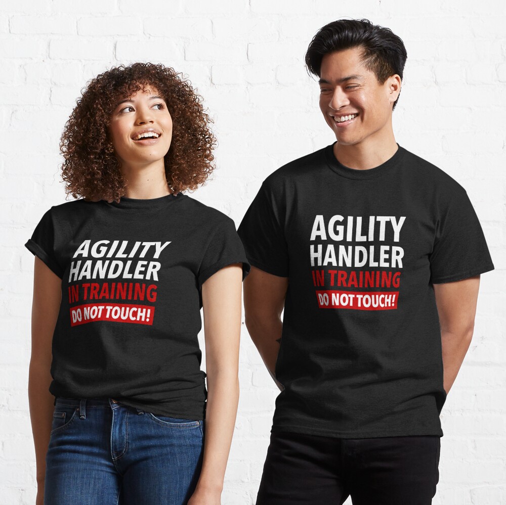 Agility handler in training (white)